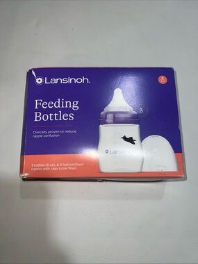 Lansinoh Feeding Bottles Boxed Set of 3 Bottles 5 oz Natural Wave Nipples & caps